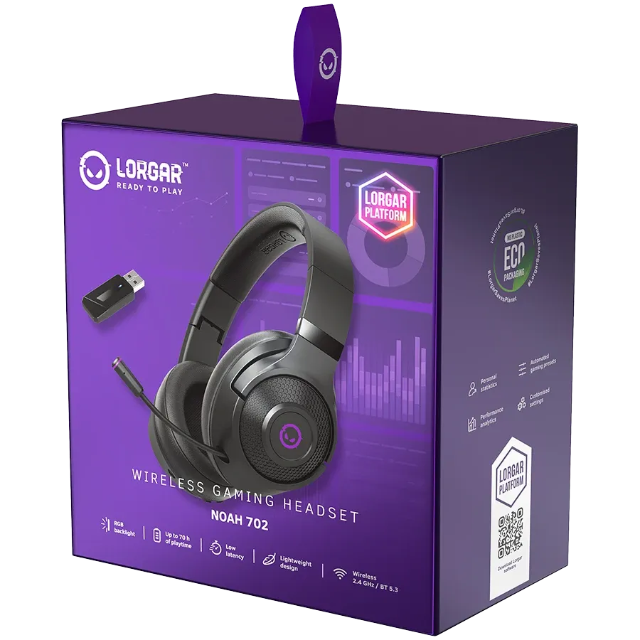 LORGAR WIRELESS GAMING HEADSET NOAH 702 BLACK