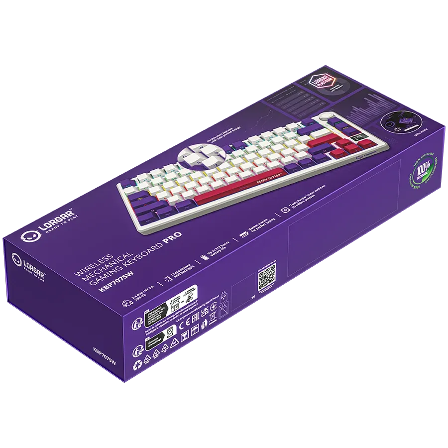LORGAR WIRELESS MECHANICAL KEYBOARD PRO KBP7075W-WT-US