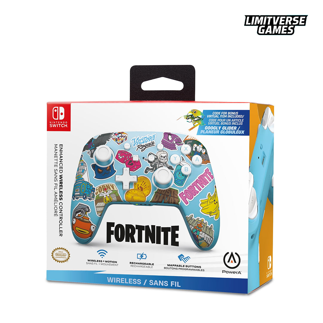 PowerA Enhanced Wireless Controller for Nintendo Switch - Fortnite Sticker Mania