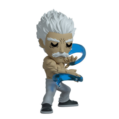 Figurine of an elderly character with white hair and a blue object, branded 'Limitverse Games'.